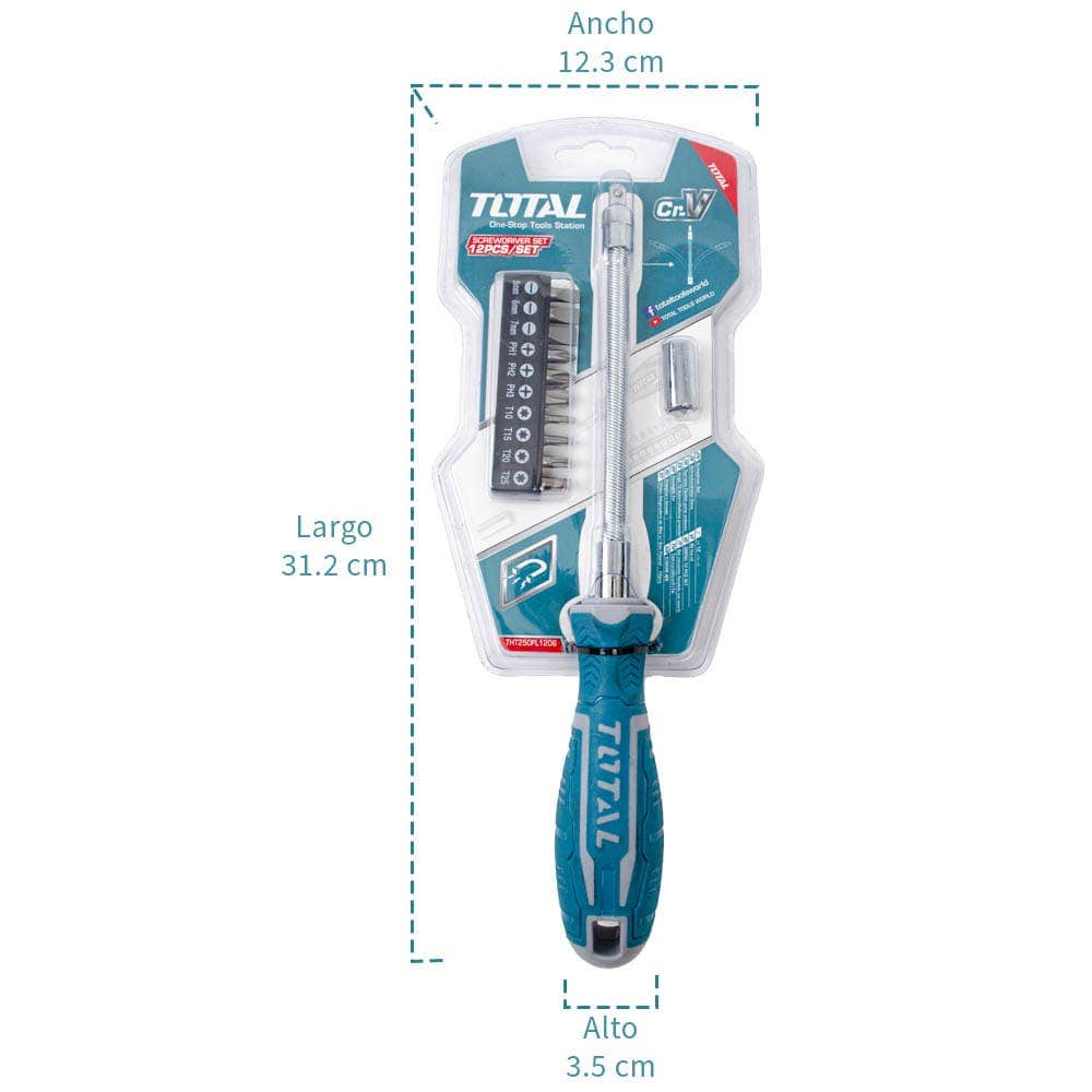 IUSA - Juego de desarmador flexible, total con 12 piezas