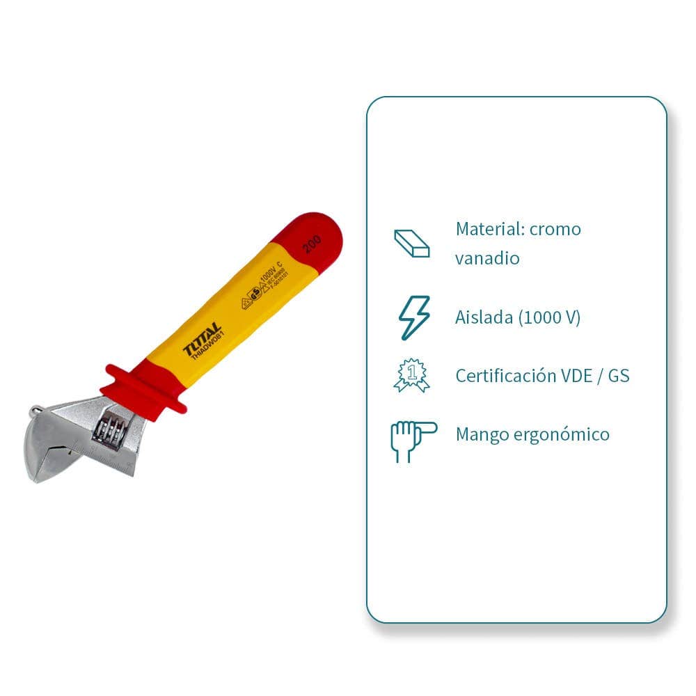 IUSA - Llave ajustable dieléctrica 8”, total