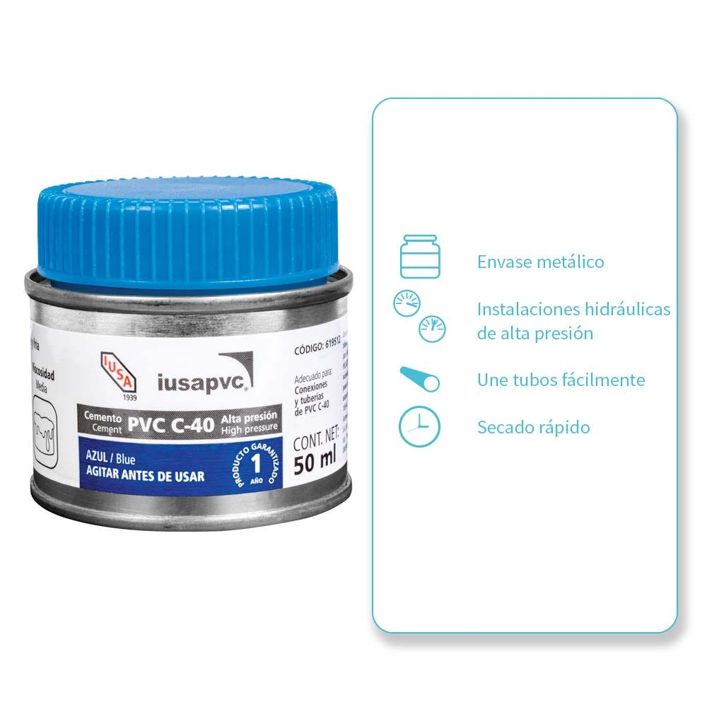 IUSA - Cemento iusa mini pvc azul (2oz) 50ml