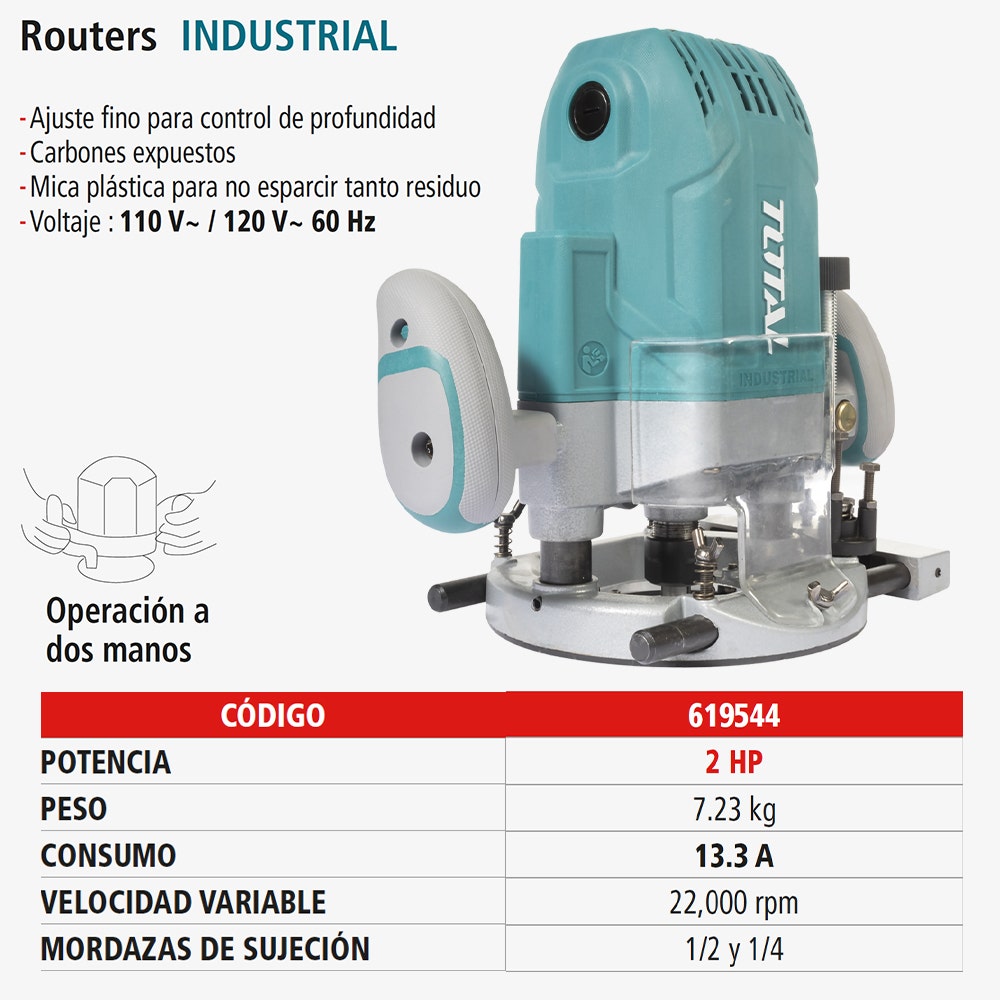 IUSA - Router, Fresadora de Mano, Total, 1,600 W