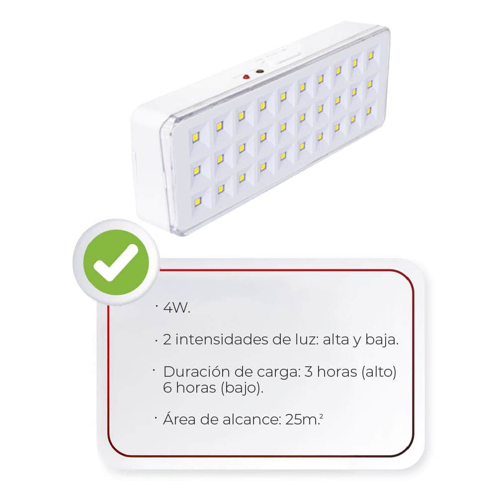IUSA - Lámpara de emergencia lineal 30 LED 4 W, IUSA