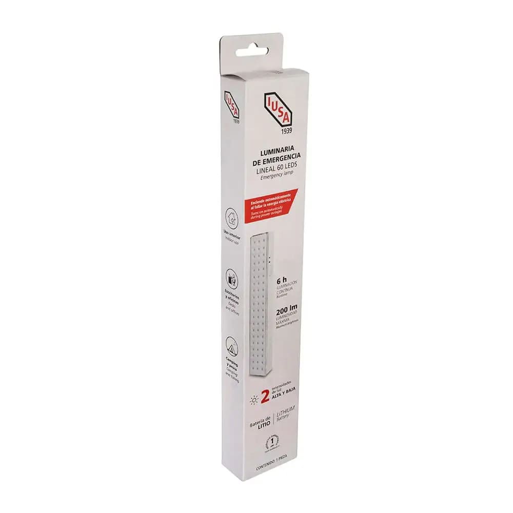 IUSA - Lámpara de emergencia lineal 60 LED 4 W, IUSA