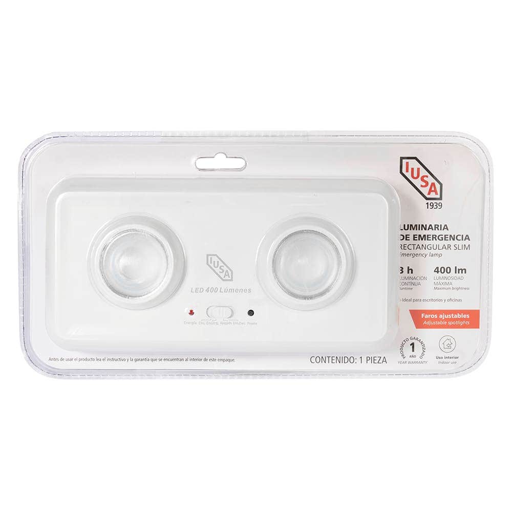IUSA - Lámpara de emergencia 2 faros LED 4 W, 400 lm, IUSA
