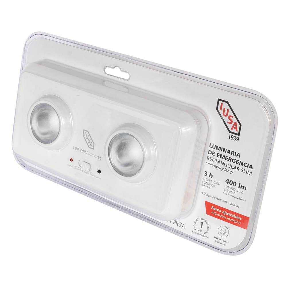 IUSA - Lámpara de emergencia 2 faros LED 4 W, 400 lm, IUSA