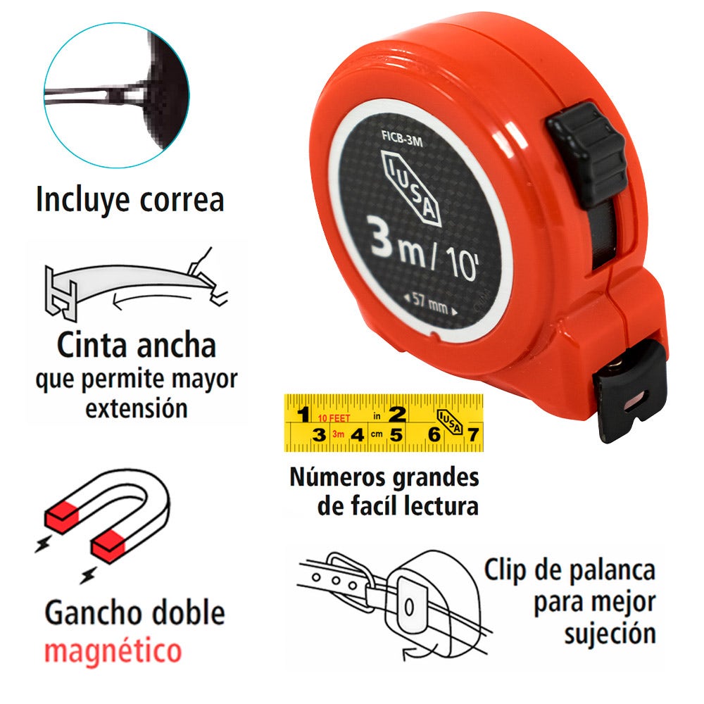 IUSA - flexómetro compacto, iusa, 3 m
