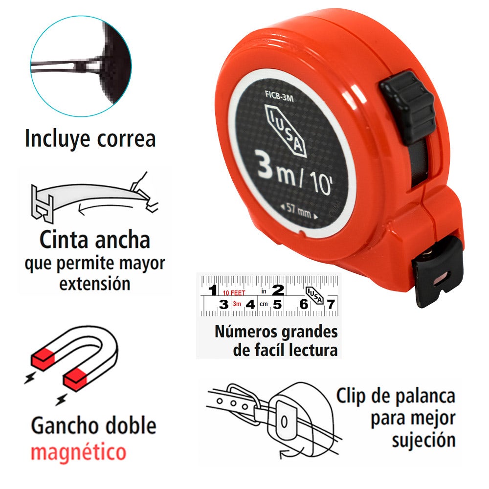 IUSA - flexómetro compacto, iusa, 3 m