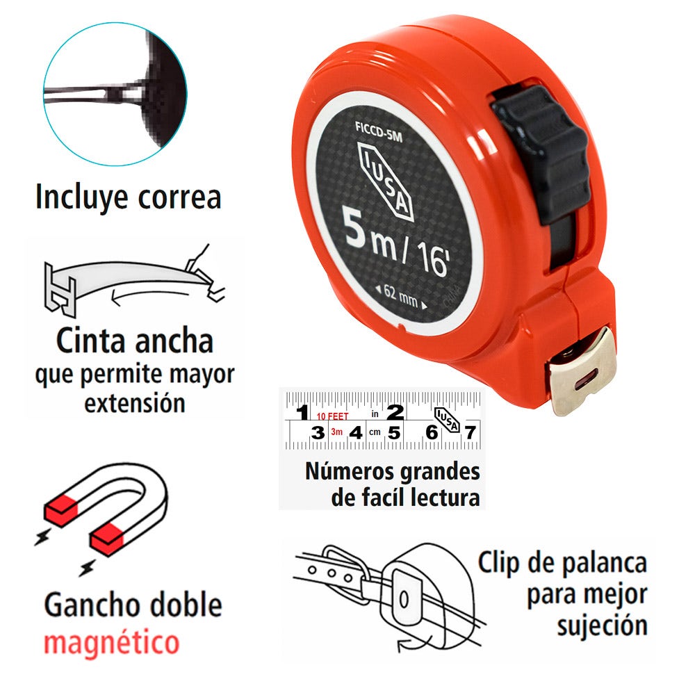 IUSA - flexómetro compacto, iusa, 5 m
