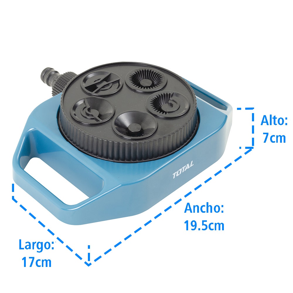 IUSA - Aspersor Plástico Para Riego, 360º, Total, Con 5 Funciones