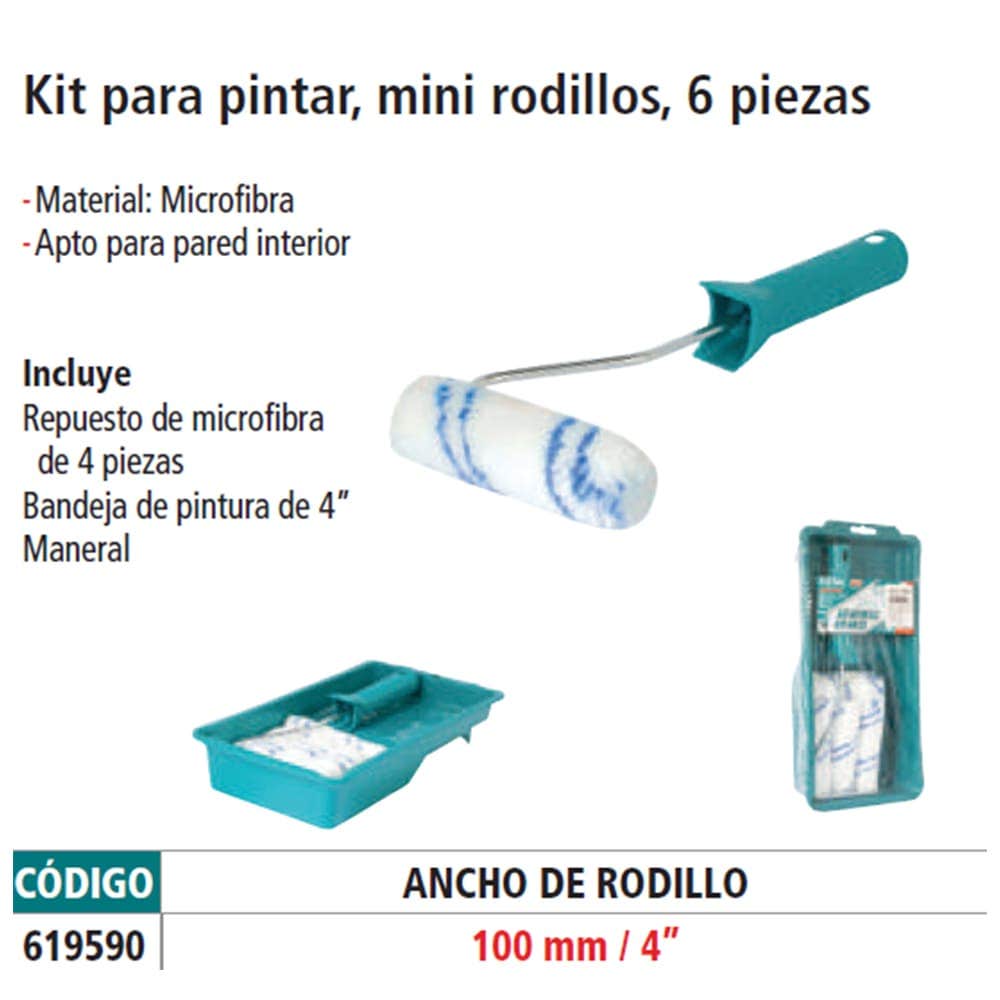 IUSA - Kit para Pintar, Mini Rodillos, 6 piezas, IUSA