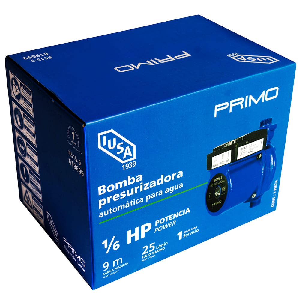 IUSA - Bomba hidráulica presurizadora en línea primo 1/6 hp