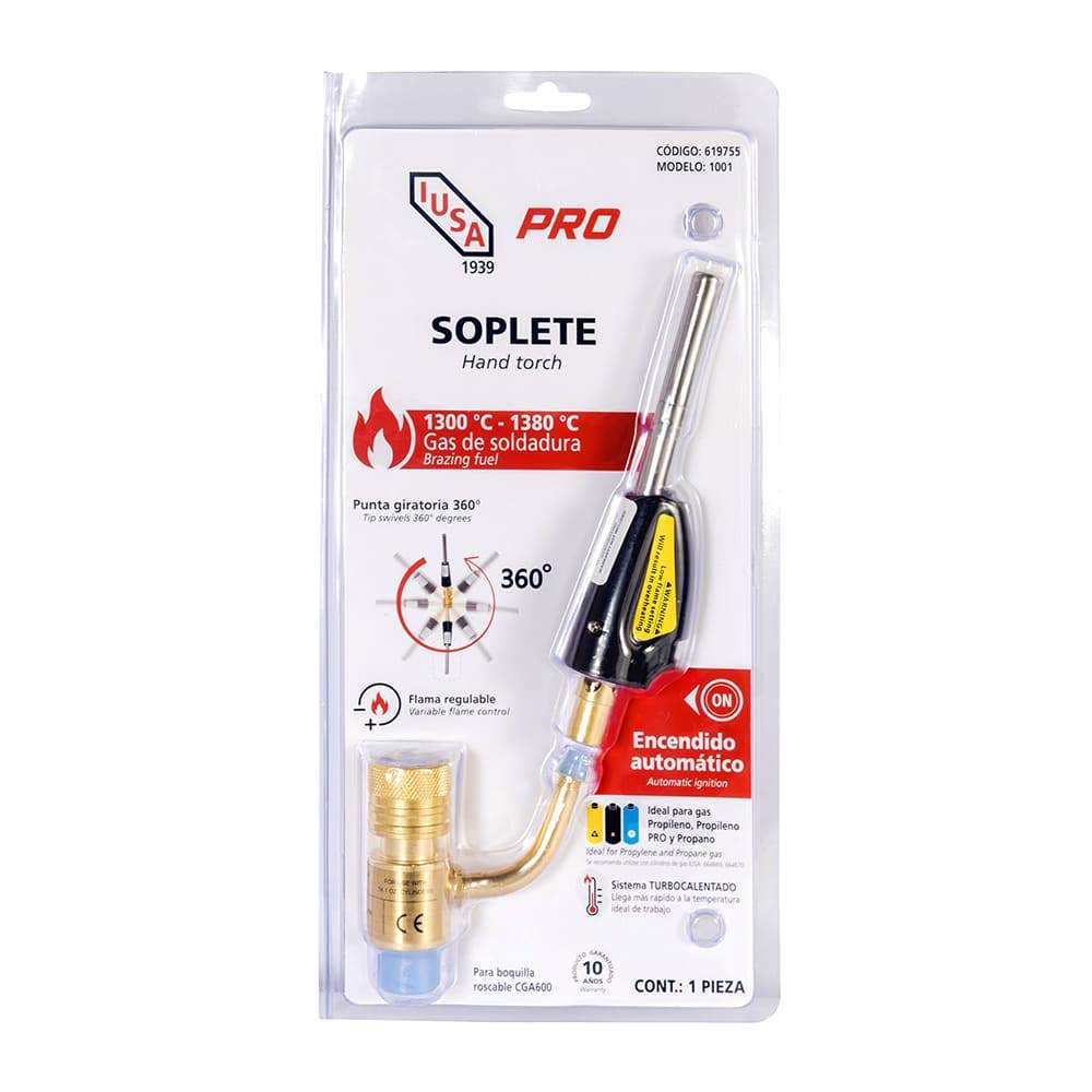 IUSA - Soplete PRO con encendido electrónico, boquilla CGA600