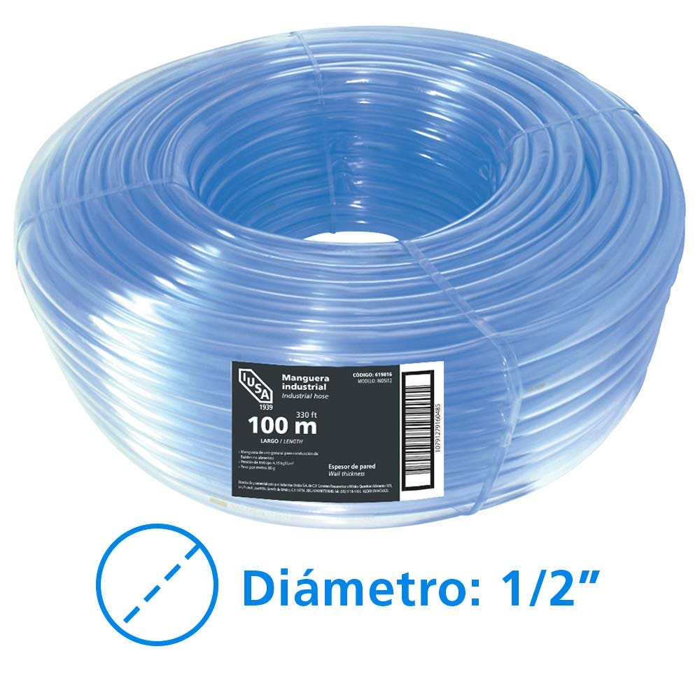 IUSA - Rollo de Manguera Industrial estándar, IUSA, 100 m de 1/2"