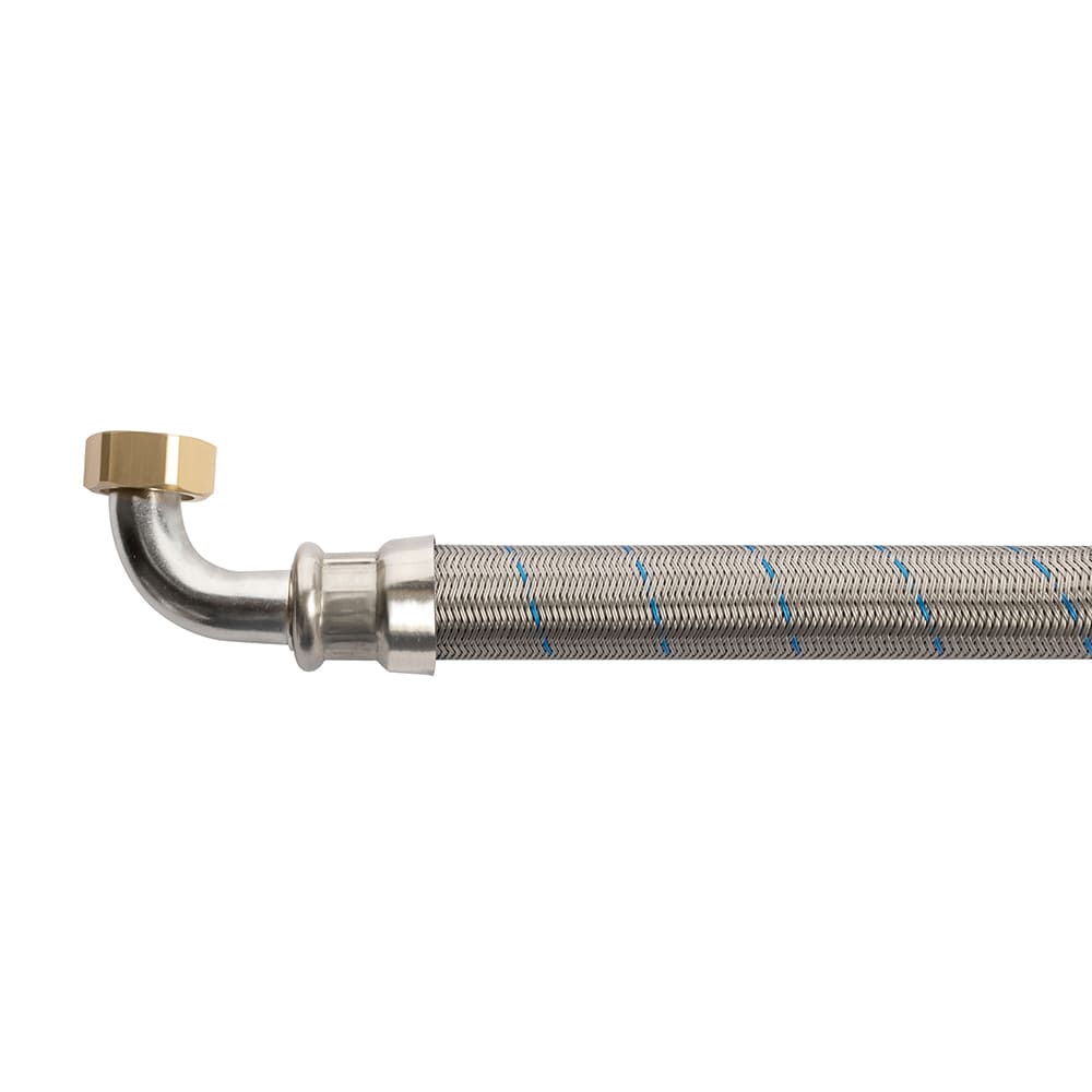 IUSA - Manguera Iusaflex trenzada de  acero Inoxidable, con codo 90°, 110 cm