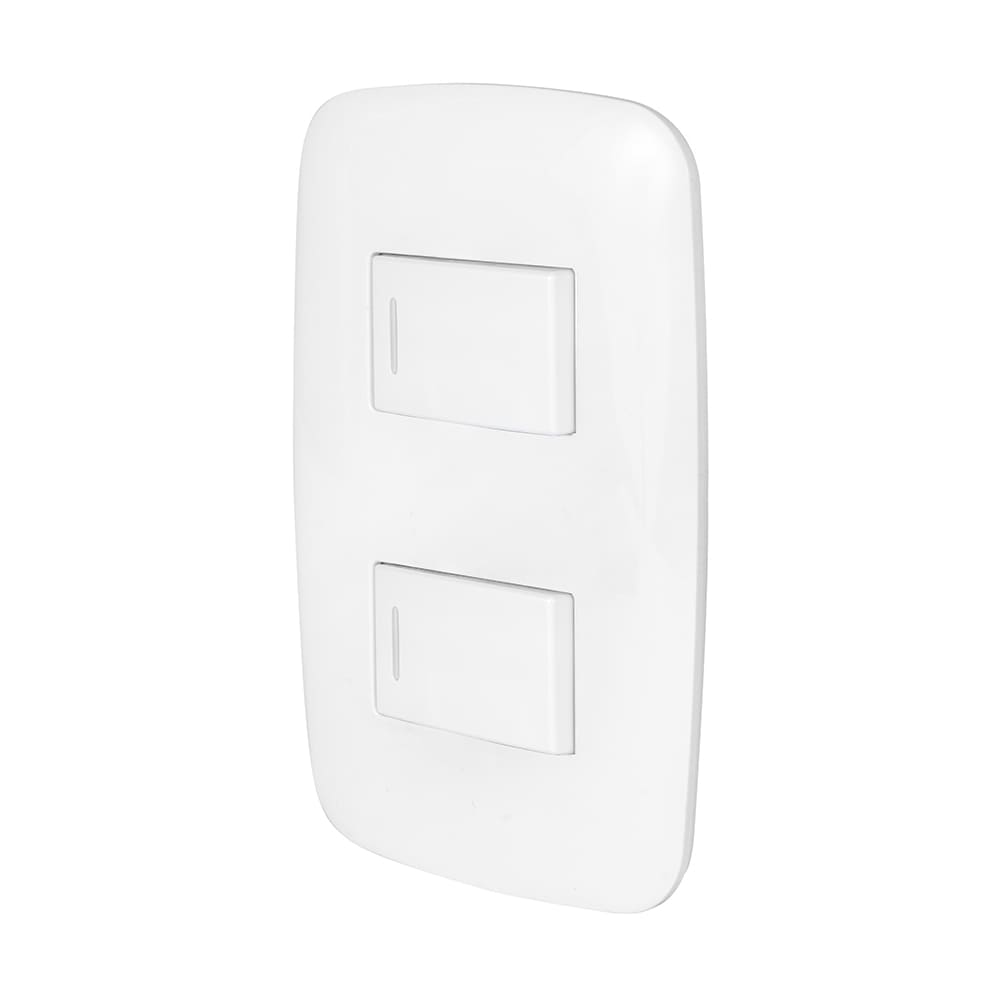 IUSA - Placa armada con 2 interruptores sencillos, 120 v~ - 250 v~, 10 a, curve, blanco, iusa