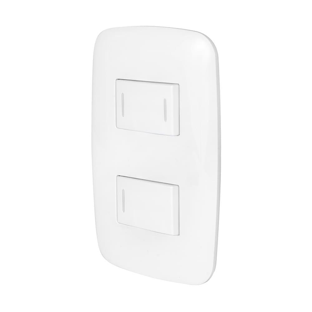 IUSA - Placa armada con 1 interruptor sencillo + 1 interruptor de escalera, 120 v~ - 250 v~, 10 a, curve, blanco, IUSA