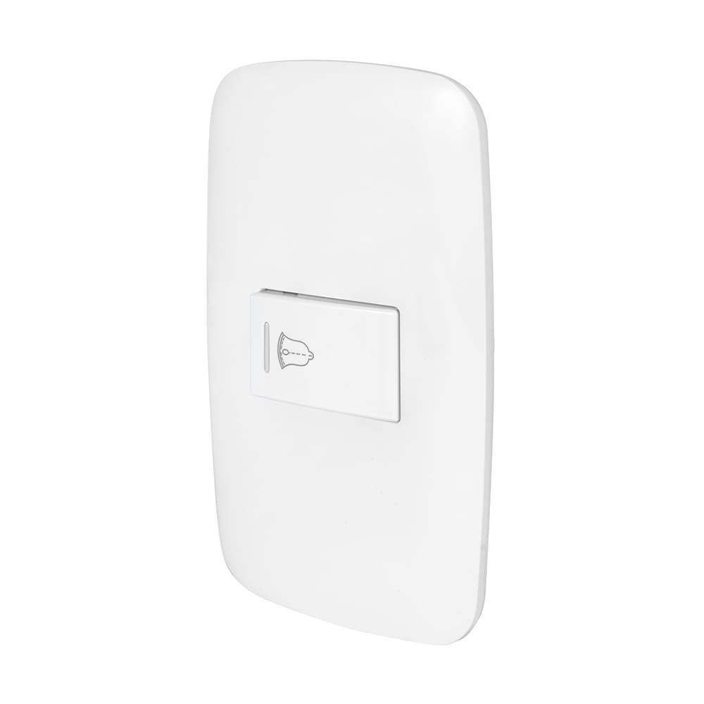 IUSA - Placa armada con 1 botón timbre, 120 v~ - 250 v~, 10 a, curve, blanco, iusa