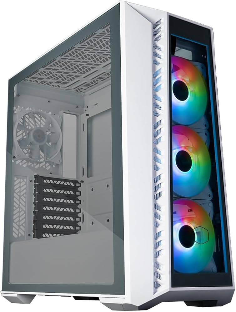 COOLERMASTER - Gabinete Gamer Cooler Master MasterBox 520 Mesh Media Torre ITX mATX ATX SSI CEB EATX 3xFan ARGB Vidrio Templado Blanco