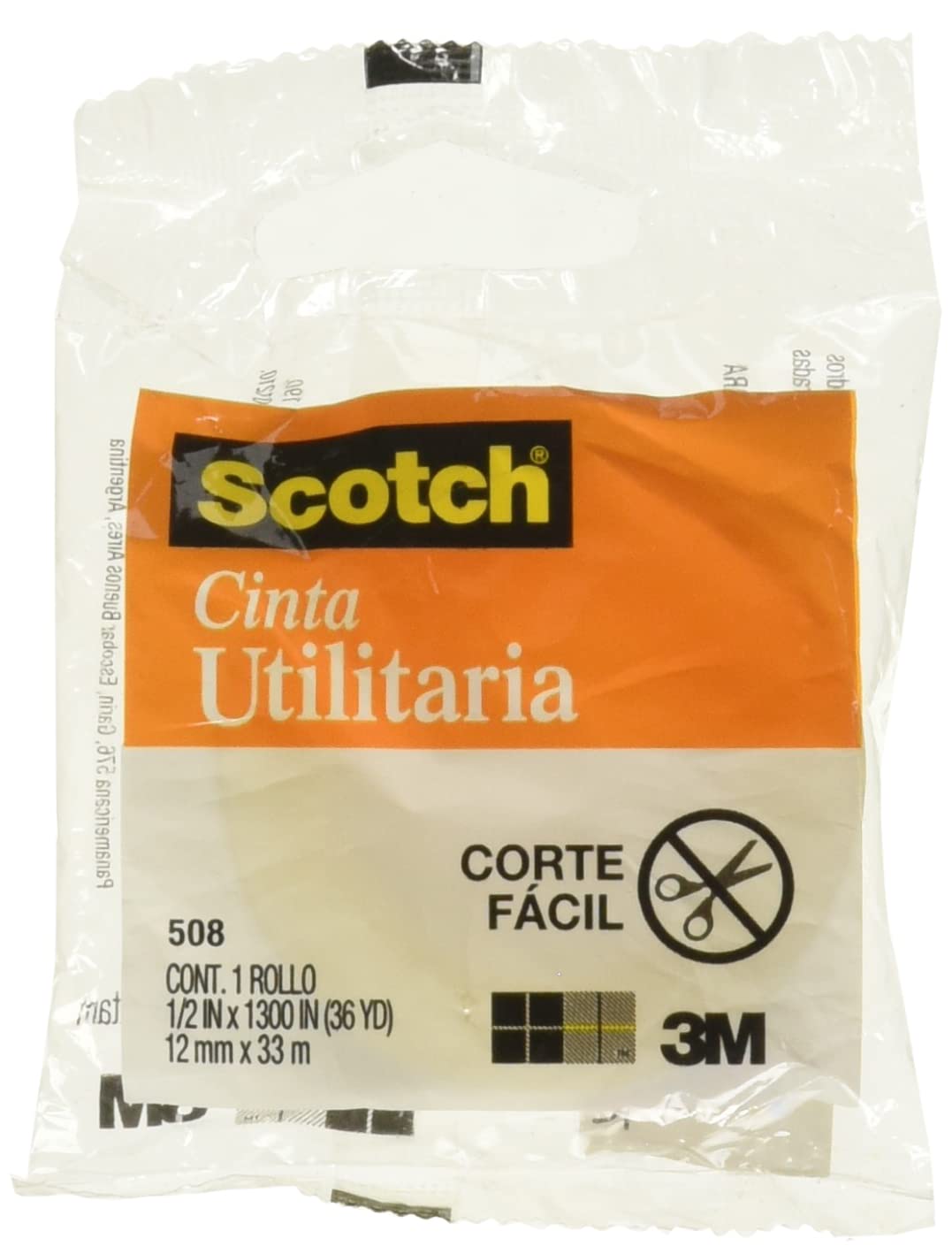 3M - Cinta Scotch 3M 508 en Bolsa 0.012x10m Paquete C/8