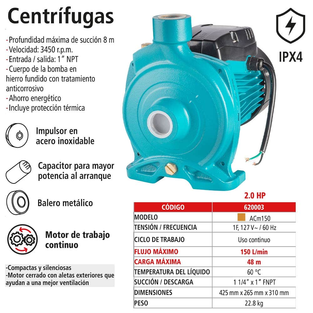 IUSA - Bomba centrífuga compacta 1.5 hp iusa