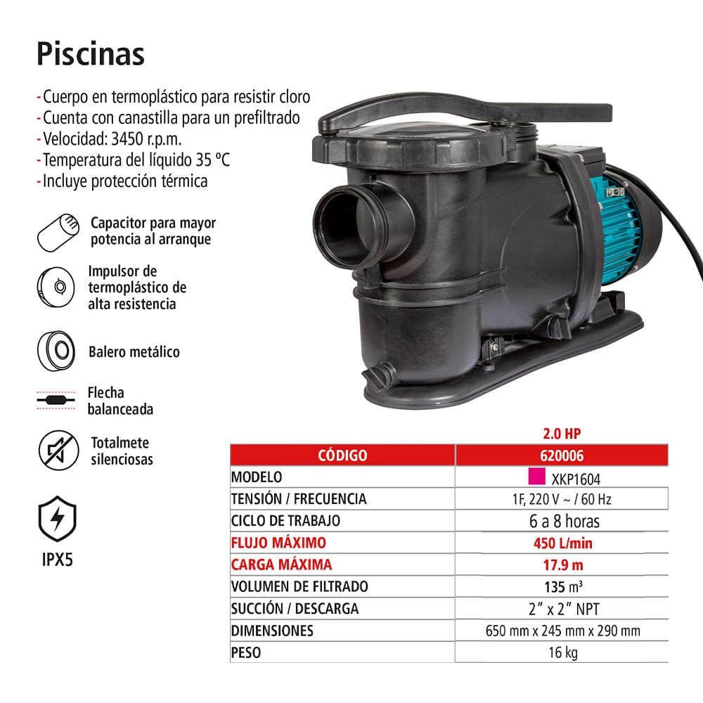 IUSA - Bomba para piscina 2.0 hp IUSA