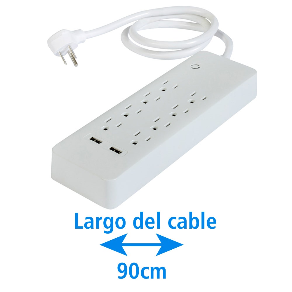 IUSA - Multicontacto iusa, 8 entradas con supresor de picos y 2 usb