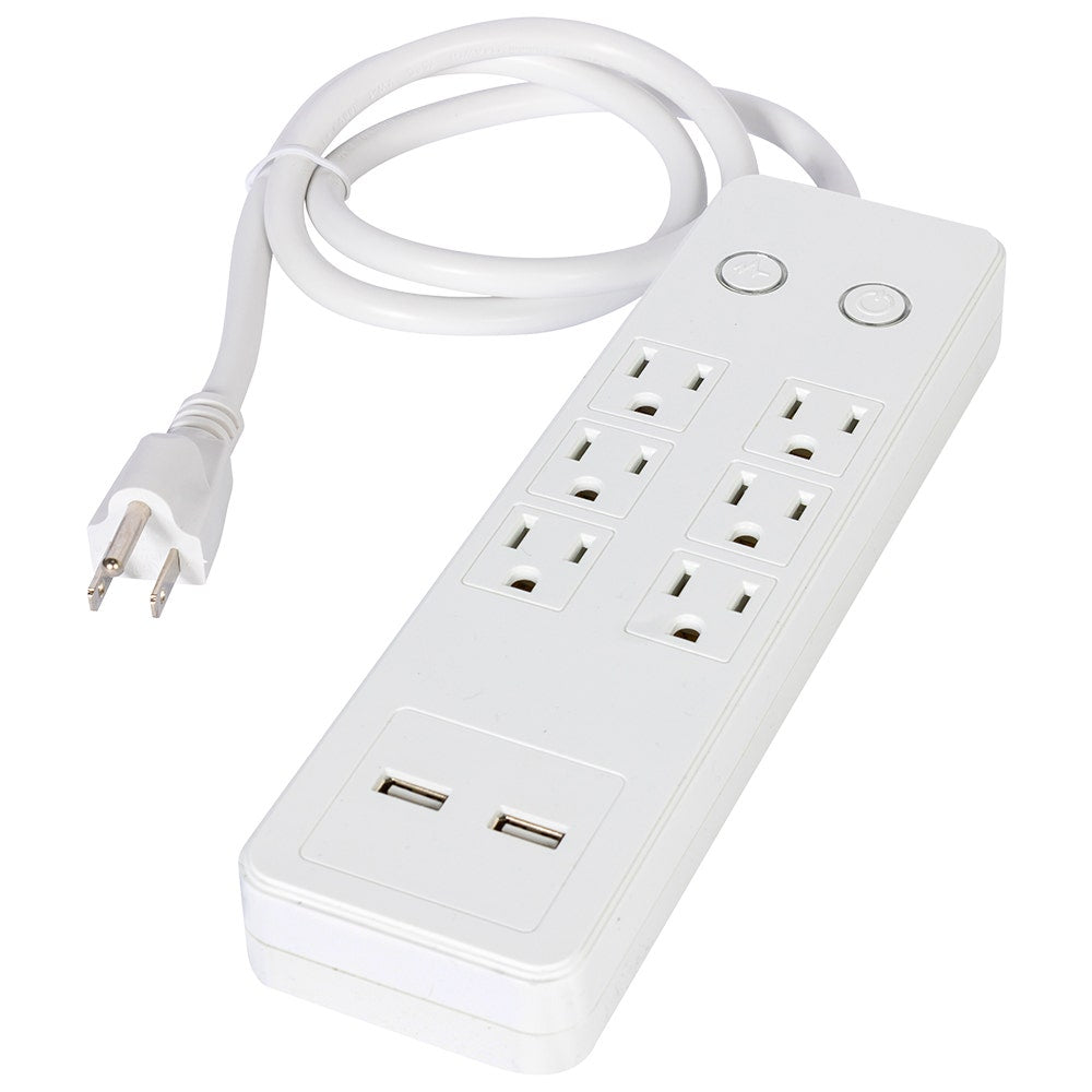IUSA - Multicontacto IUSA de 6 entradas con supresor de picos y 2 usb