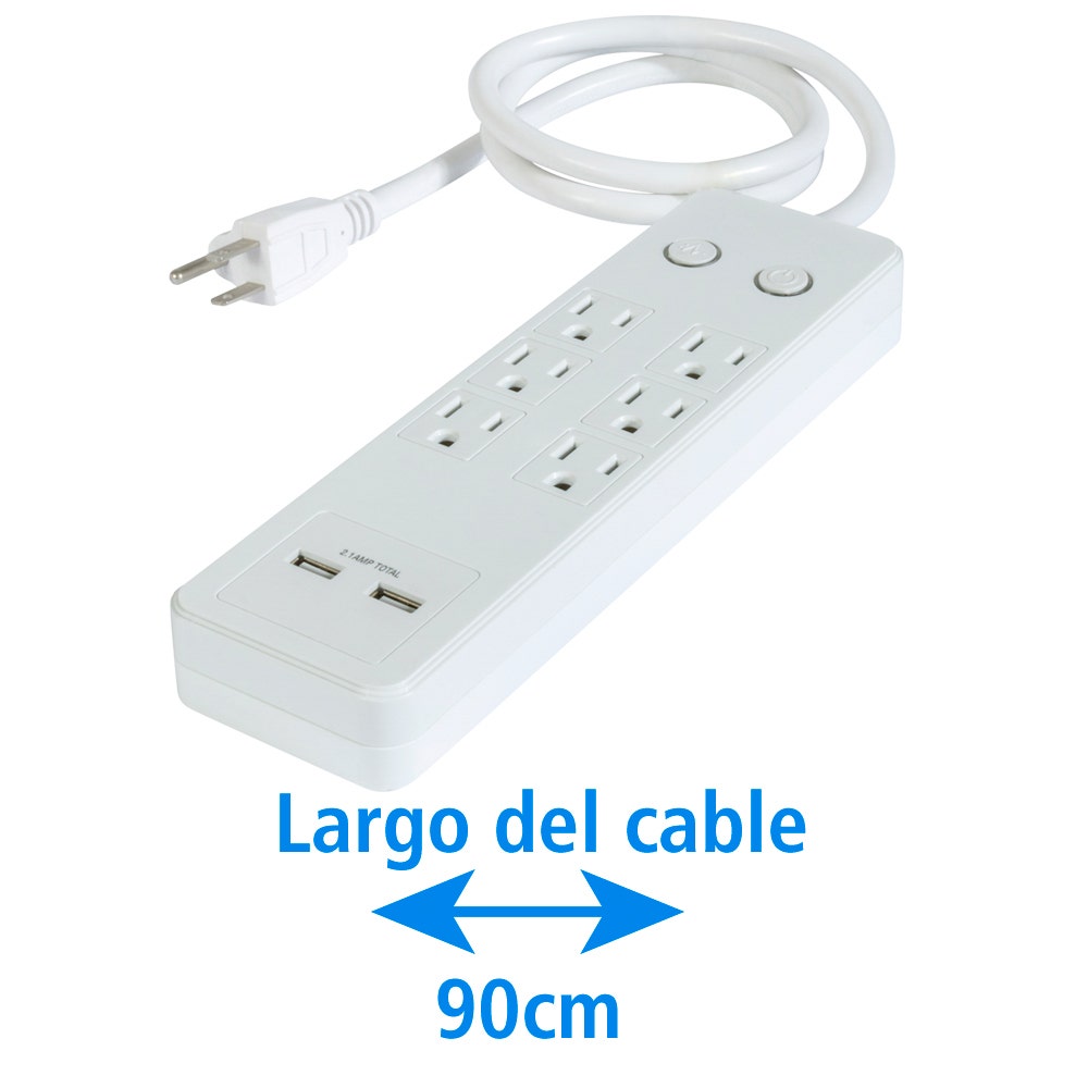 IUSA - Multicontacto IUSA de 6 entradas con supresor de picos y 2 usb