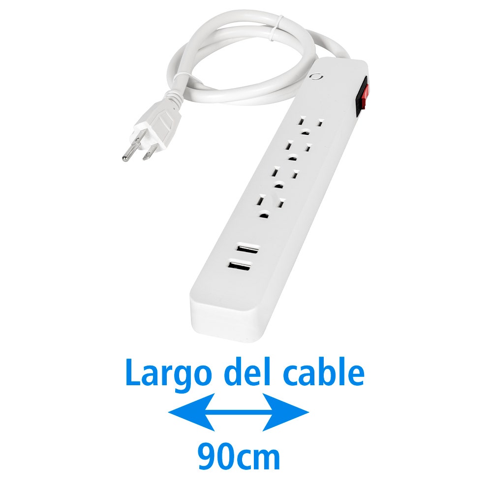IUSA - Multicontacto iusa, 4 entradas con supresor de picos y 2 usb