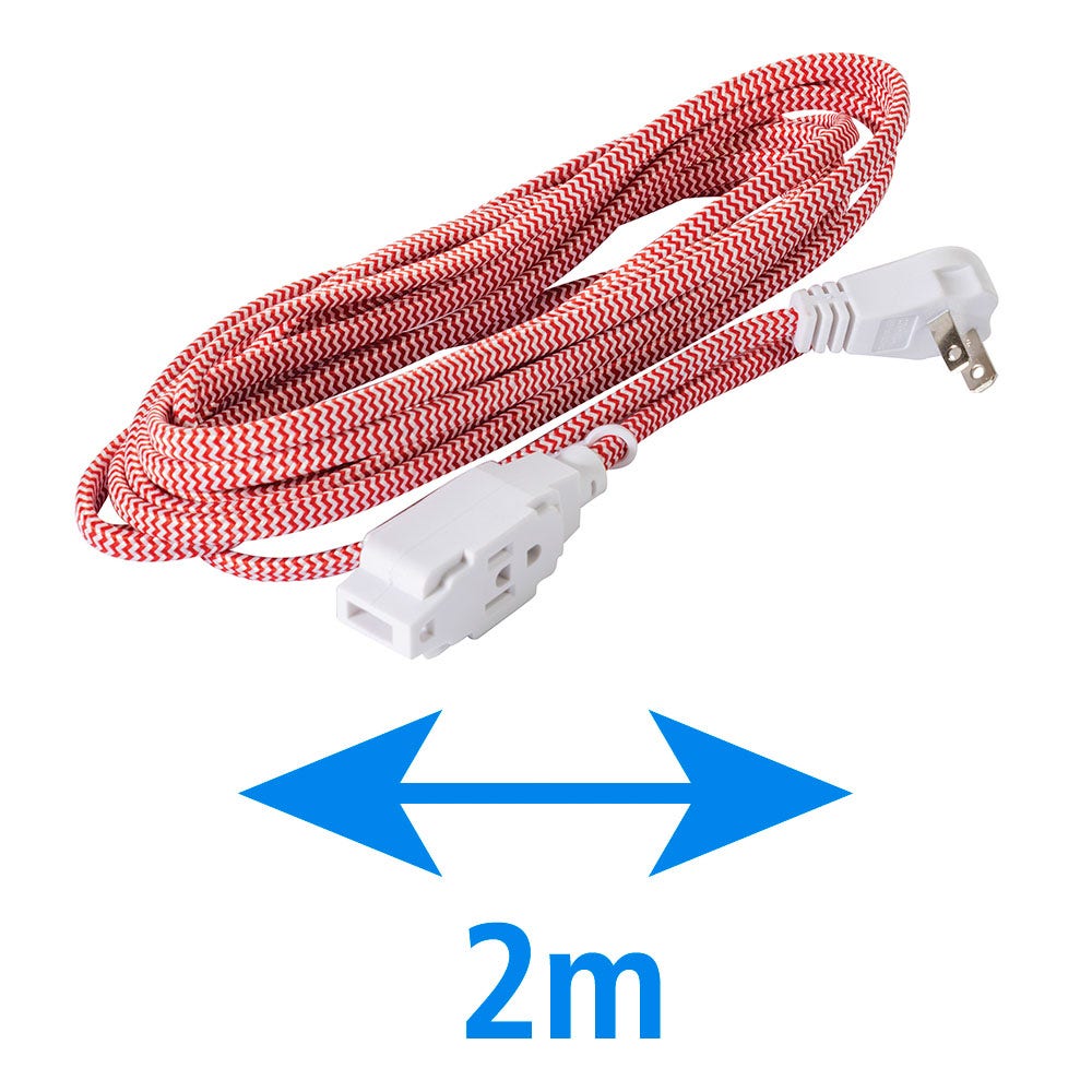 IUSA - Extensión Eléctrica Trenzada IUSA, Color Rojo con Blanco, 16 AWG, 2 m