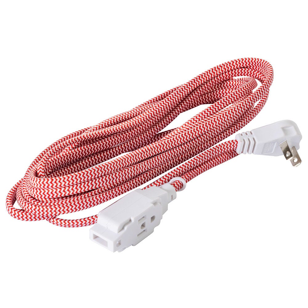 IUSA - Extensión Eléctrica Trenzada IUSA, Color Rojo con Blanco, 16 AWG, 5 m