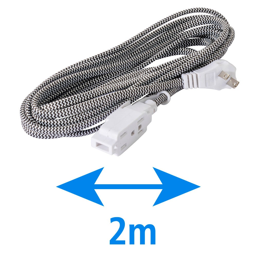 IUSA - Extensión Eléctrica Trenzada IUSA, Color Negro con Blanco, 16 AWG, 2 m