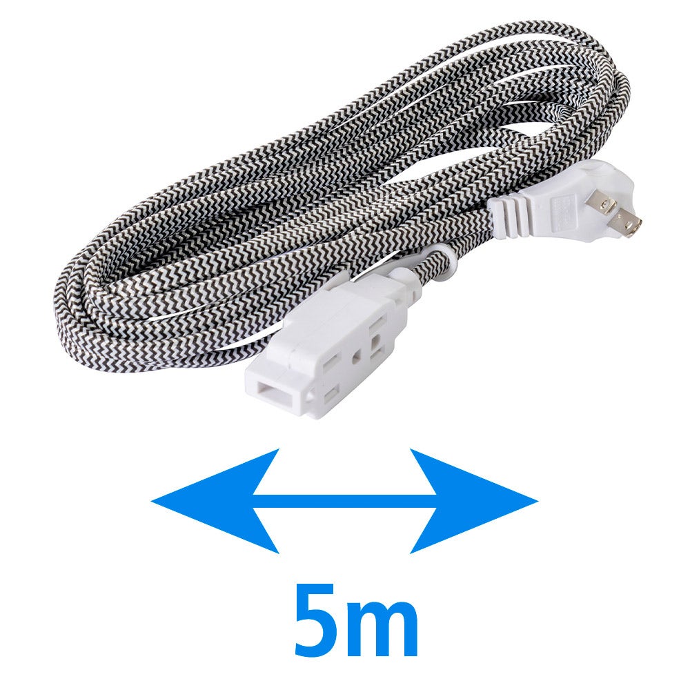 IUSA - Extensión Eléctrica Trenzada IUSA, Color Negro con Blanco, 16 AWG, 5 m