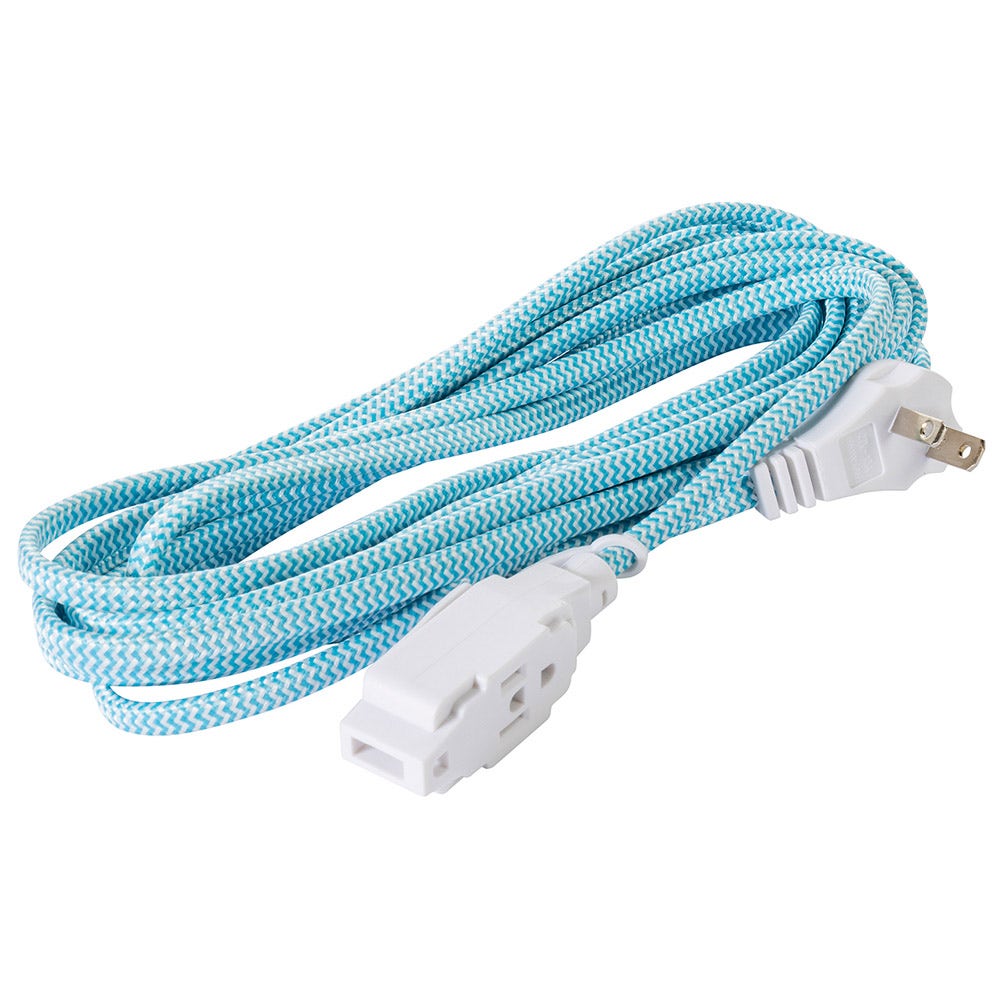 IUSA - Extensión Eléctrica Trenzada IUSA, Color Azul con Blanco, 16 AWG, 2 m