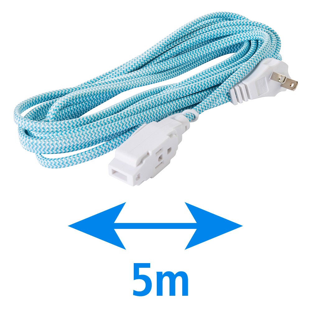 IUSA - Extensión Eléctrica Trenzada IUSA, Color Azul con Blanco, 16 AWG, 5 m