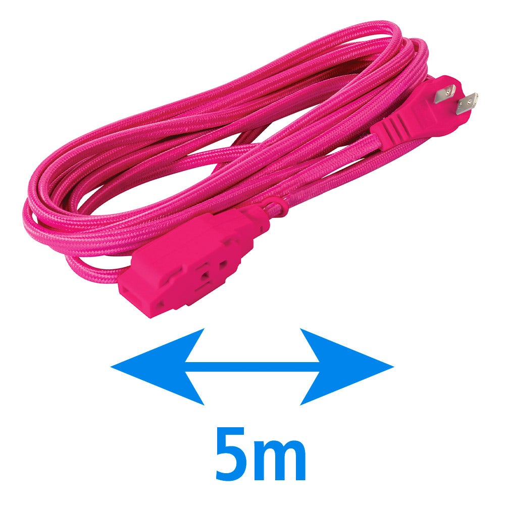 IUSA - Extensión Eléctrica Trenzada IUSA, Color Rosa, 16 AWG, 5 m