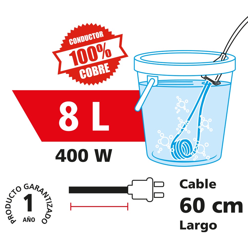 IUSA - Resistencia eléctrica para calentar agua iusa 400 w 8 l