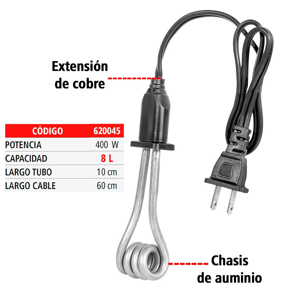 IUSA - Resistencia eléctrica para calentar agua iusa 400 w 8 l