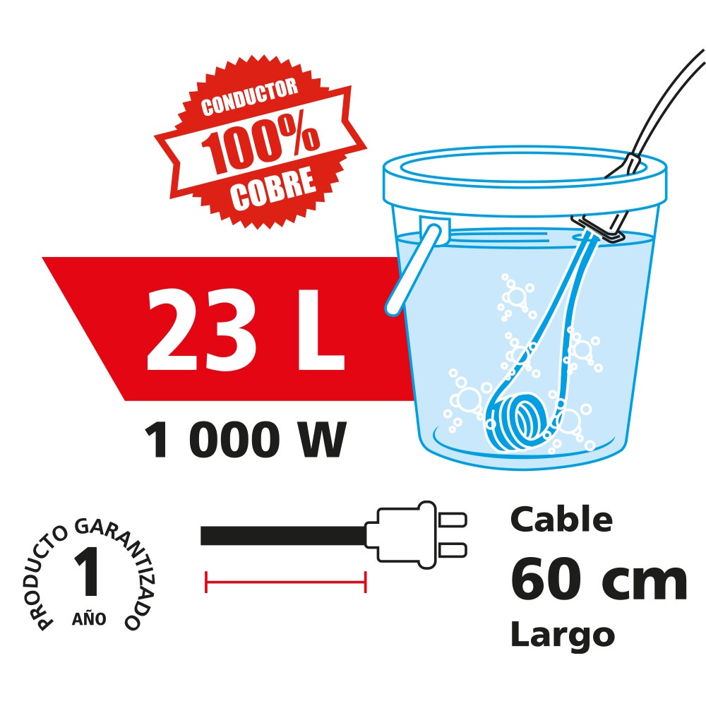 IUSA - Resistencia eléctrica para calentar agua iusa 1000 w 23l