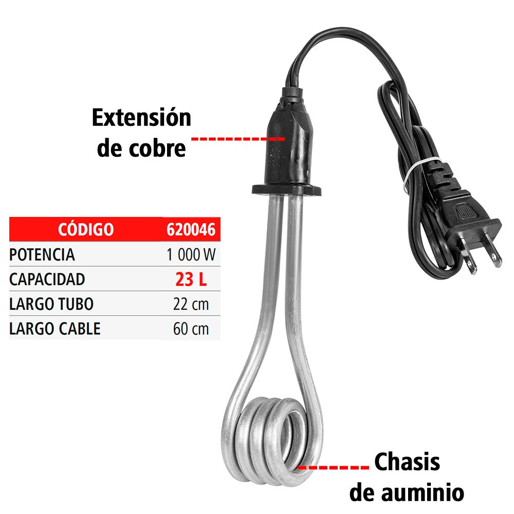 IUSA - Resistencia eléctrica para calentar agua iusa 1000 w 23l