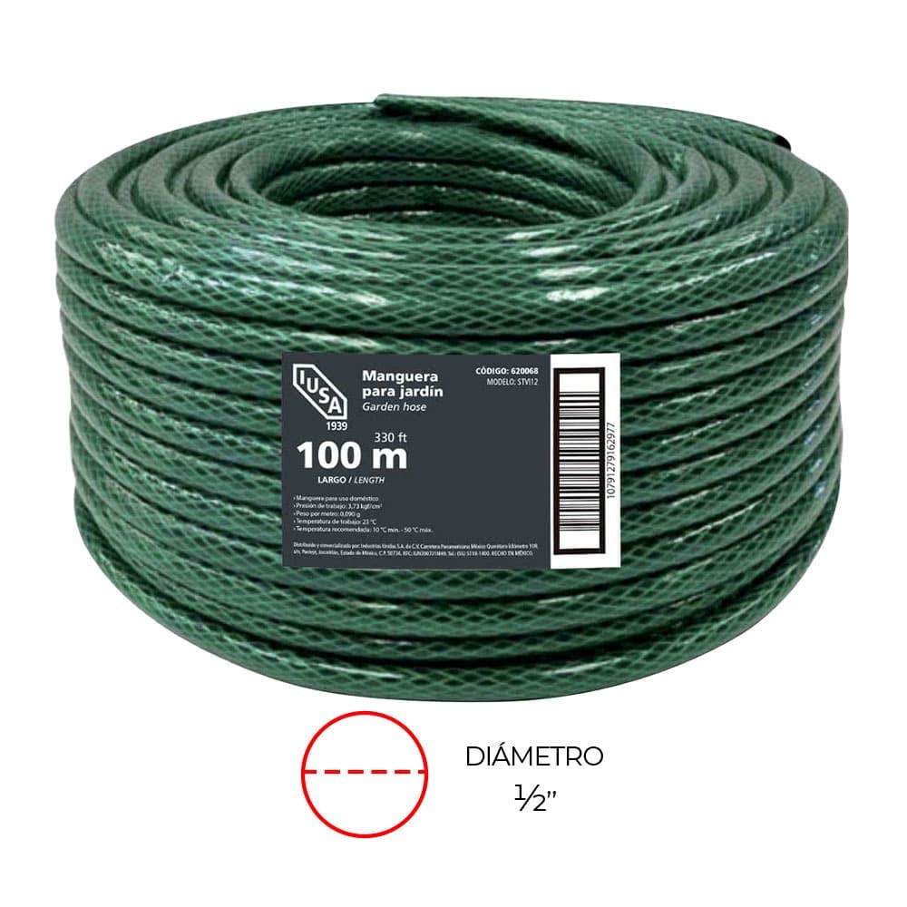 IUSA - Rollo de Manguera Flexible Tricapa, IUSA, 100 m de 1/2"