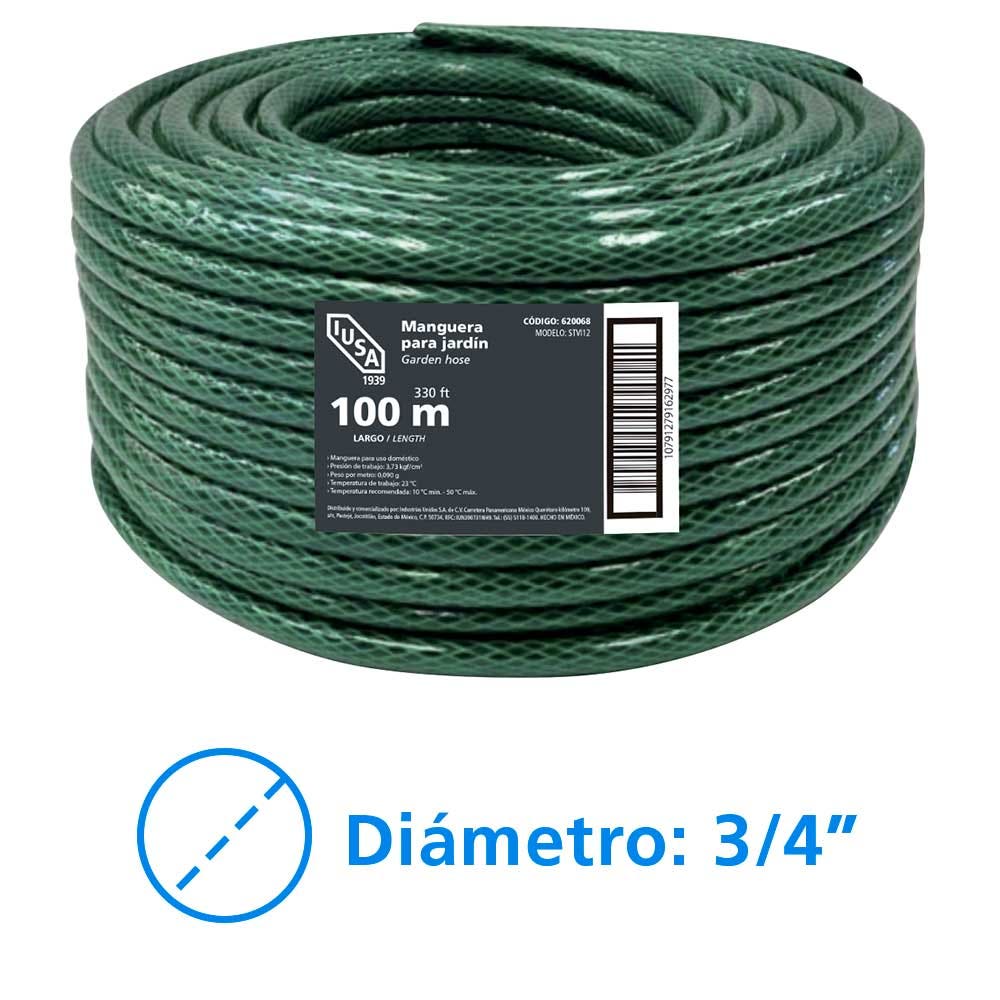 IUSA - Rollo de Manguera Flexible Tricapa, IUSA, 100 m de 3/4"