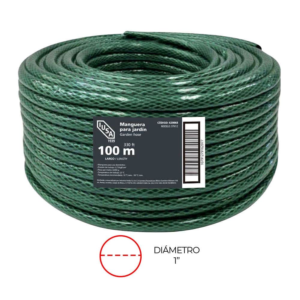 IUSA - Rollo de Manguera Flexible Tricapa, IUSA, 100 m de 1"