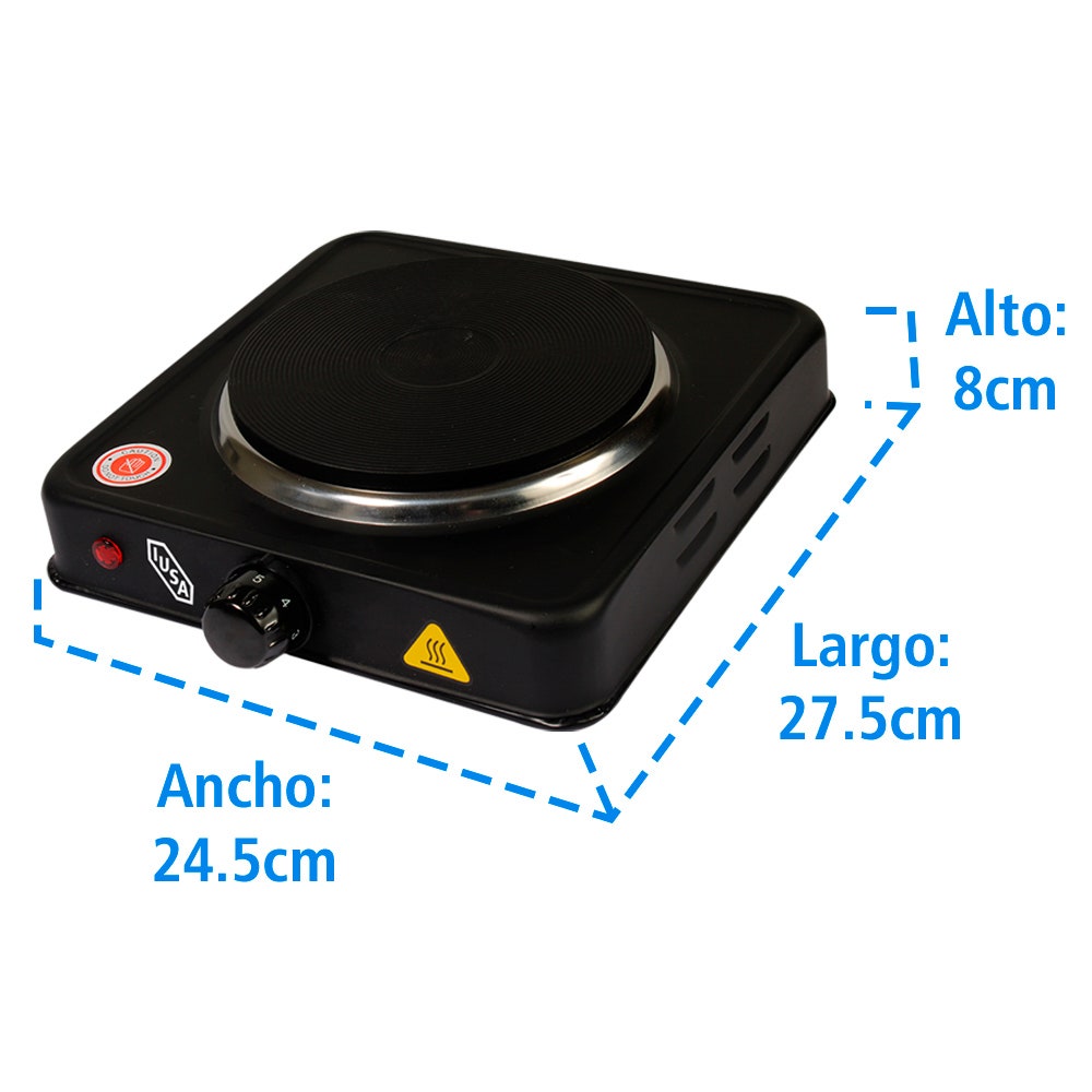 IUSA - Parrilla eléctrica IUSA, 1 quemador de disco, 1000 W, color negro