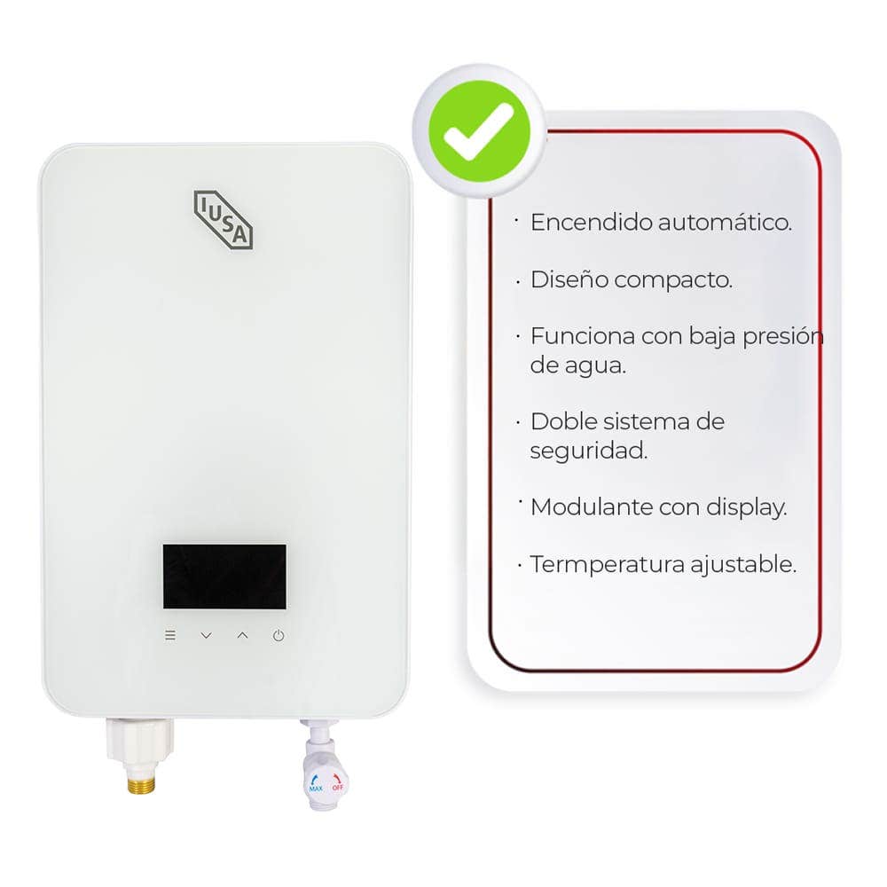 IUSA - Calentador instantáneo eléctrico IUSATRONIC-8, 4.9 l/min