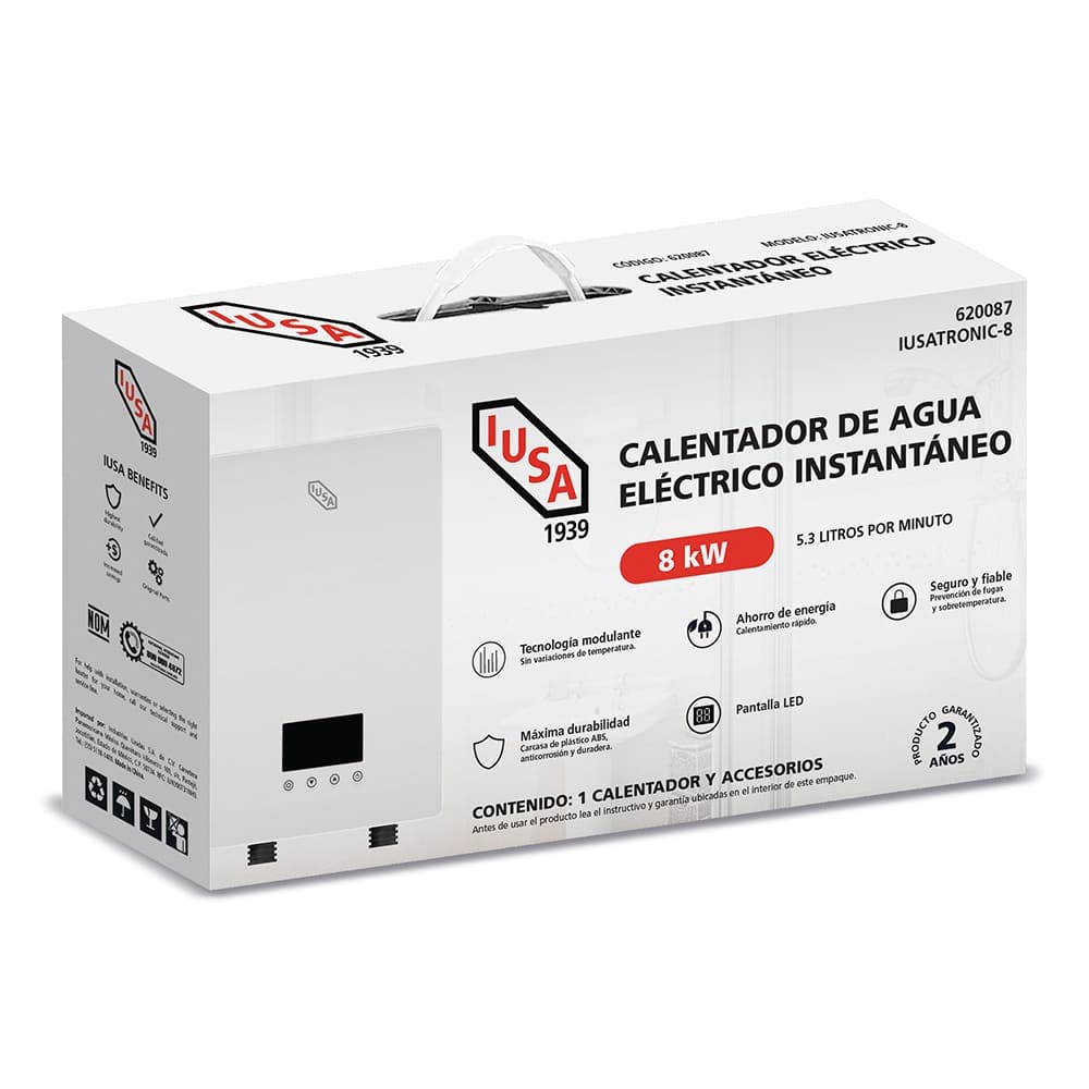 IUSA - Calentador instantáneo eléctrico IUSATRONIC-8, 4.9 l/min