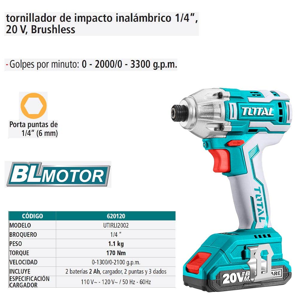 IUSA - Atornillador de Impacto, Total, 20 V.