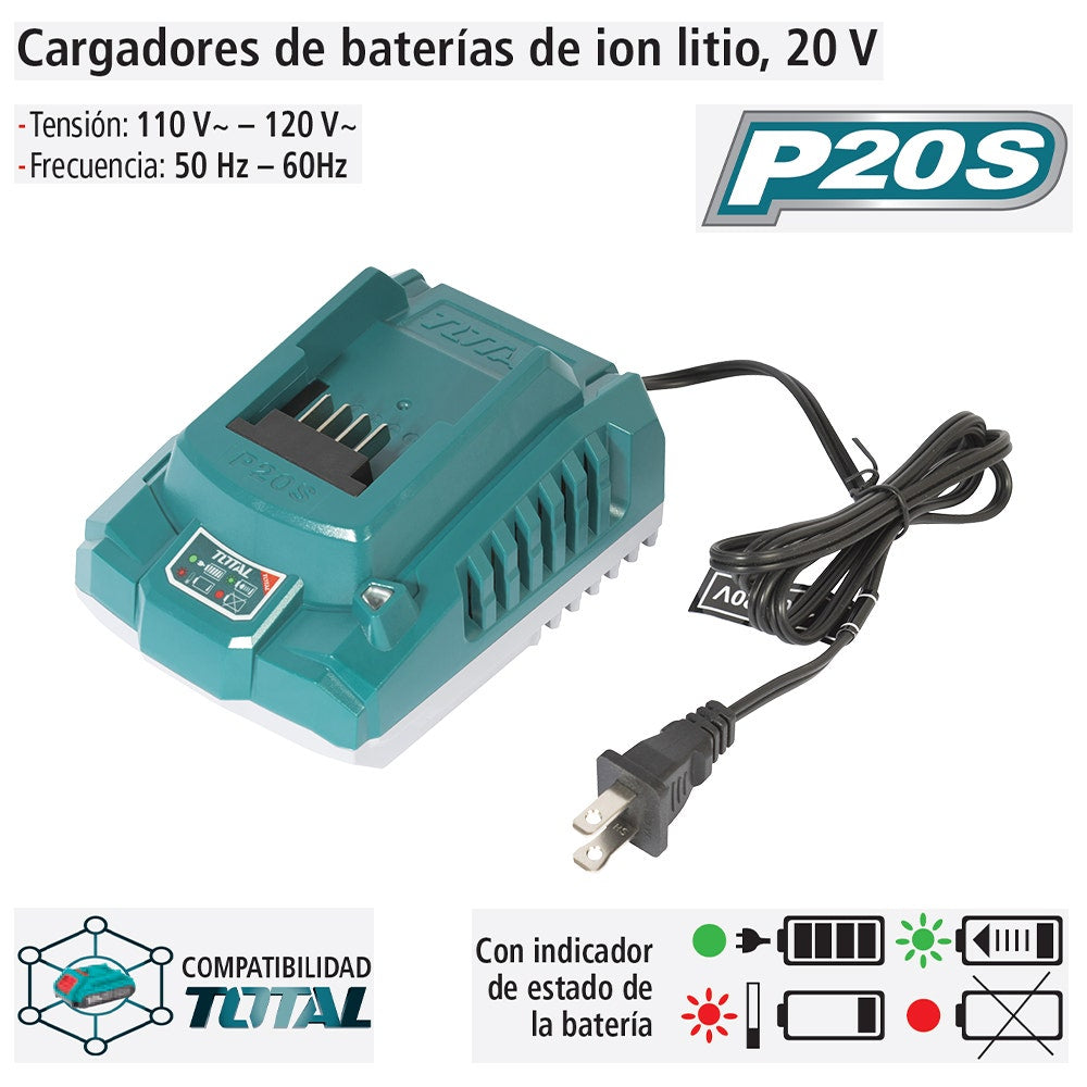 IUSA - Cargador de baterías de ion litio 20 V carga rápida IUSA