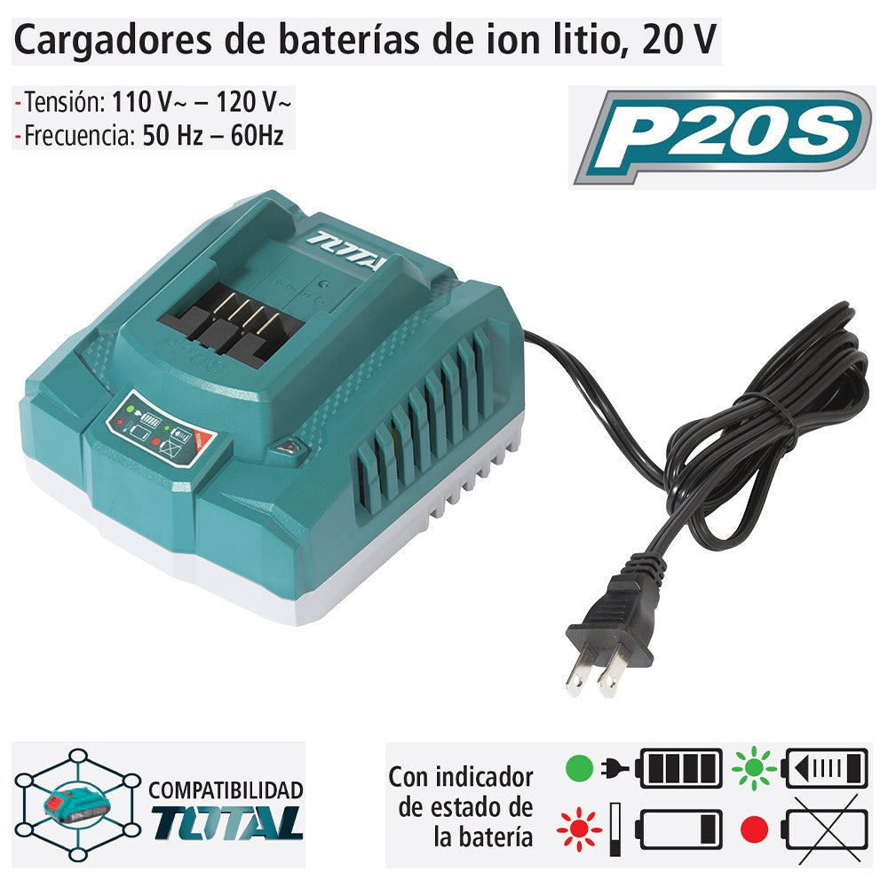 IUSA - Cargador de baterías de ion litio 20 v carga rápida IUSA