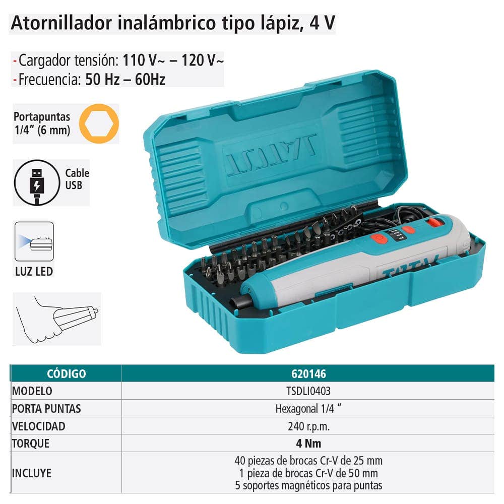 IUSA - Atornillador Inalámbrico Tipo Lápiz, 4 V., Total