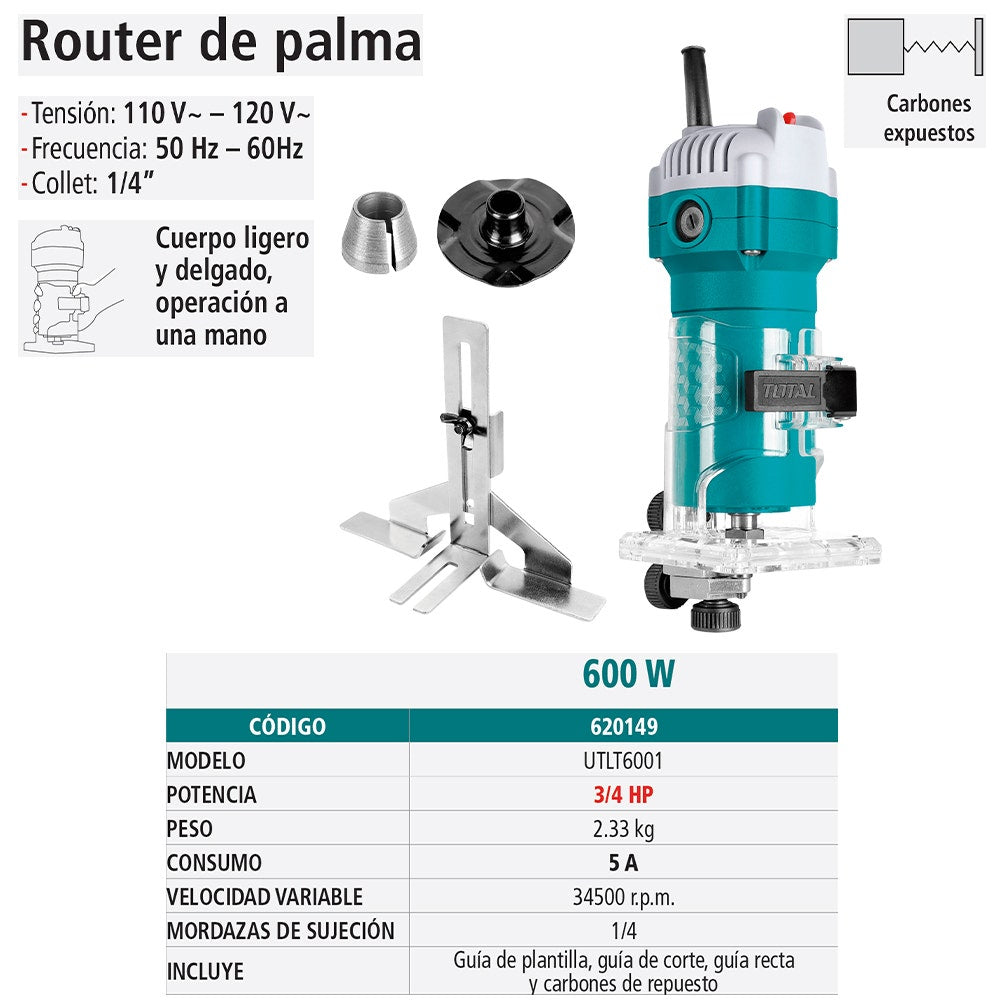 IUSA - Router, Fresadora de Mano, Total, 600 W